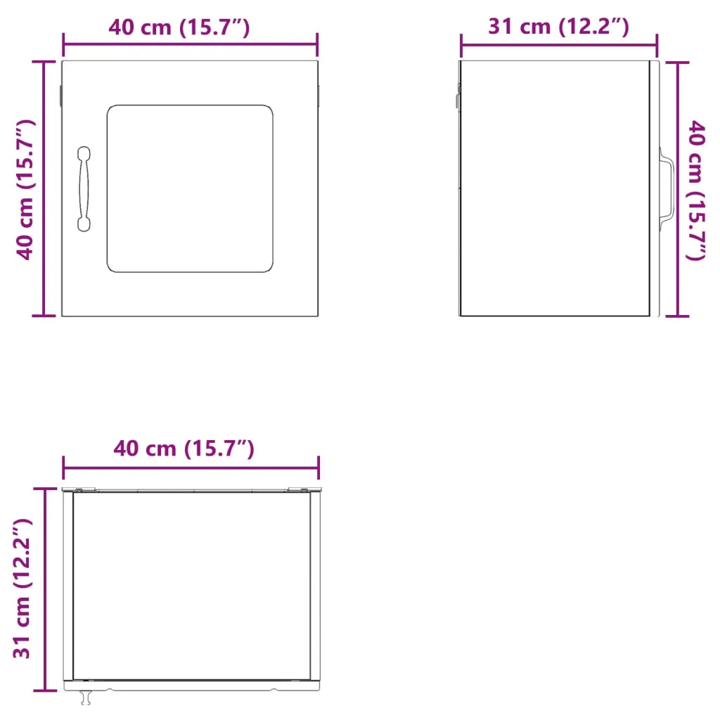 Mobile in vetro da parete LUCCA Rovere Fumo 40 x 31 x 40 cm 884844