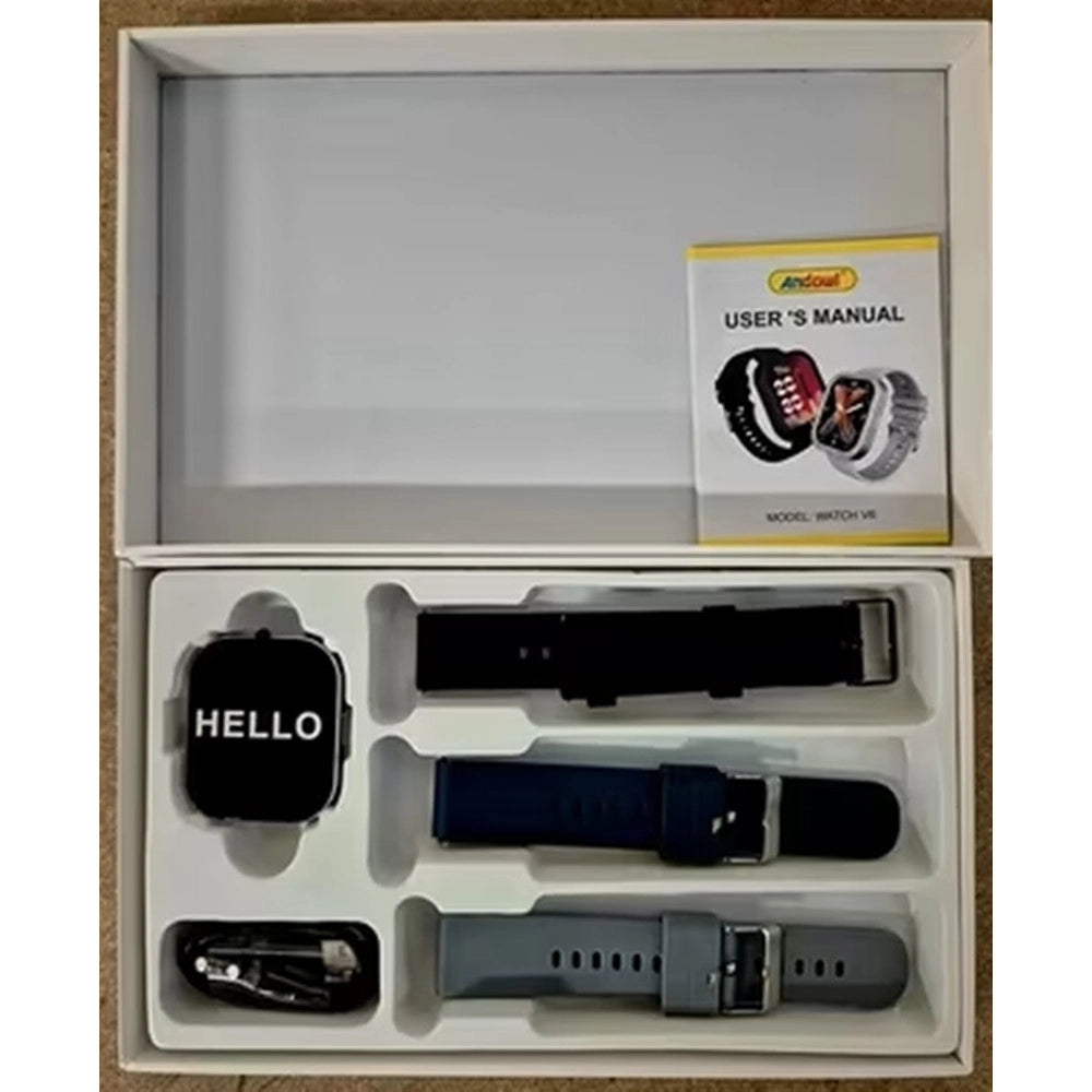 Trade Shop - Smartwatch V6 Orologio Intelligente Display A Colori Full Touch 3 Cinturini Intercambiabili -
