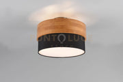 SEASONS PLAFONIERA LEGNO NATURALE E PARALUME NERO D. 30CM 2 LUCI ATTACCO E14