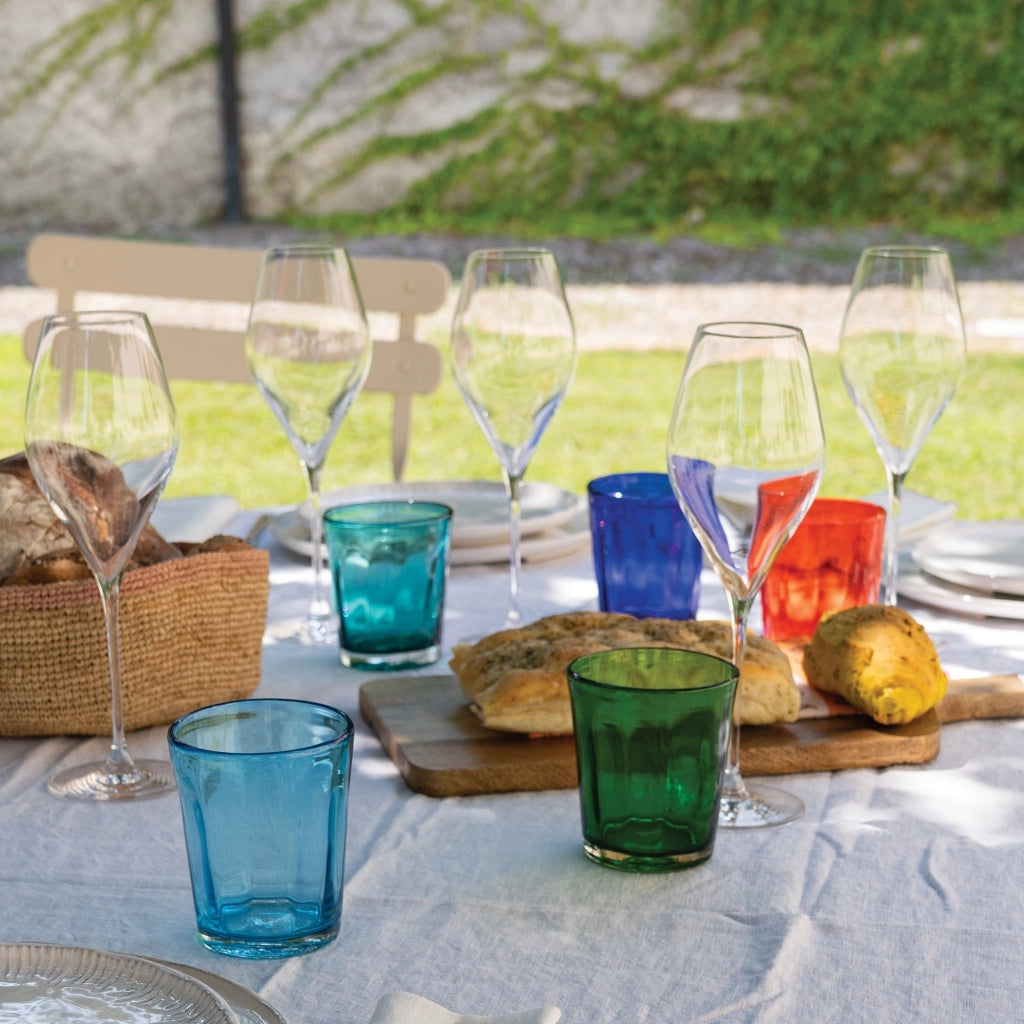 Zafferano Set 6 Bicchieri Tumbler Serie Bei in Vetro Soffiato a Bocca Colore Verde, Lavorazione Artigianale a Mano Volante Eleganti e Resistenti