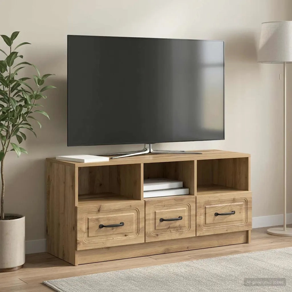 Mobile TV con cassetto Rovere Artigianale 102 x 34,5 x 47 cm 895834
