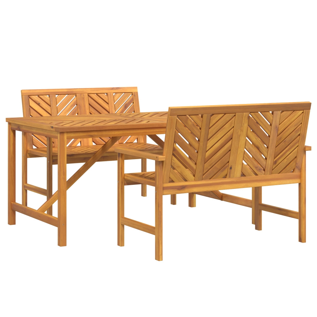 Set da pranzo da giardino in legno massello d'acacia 3 pezzi