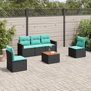 Set Divani da Giardino 6 pz con Cuscini Nero in Polyrattan 3225854
