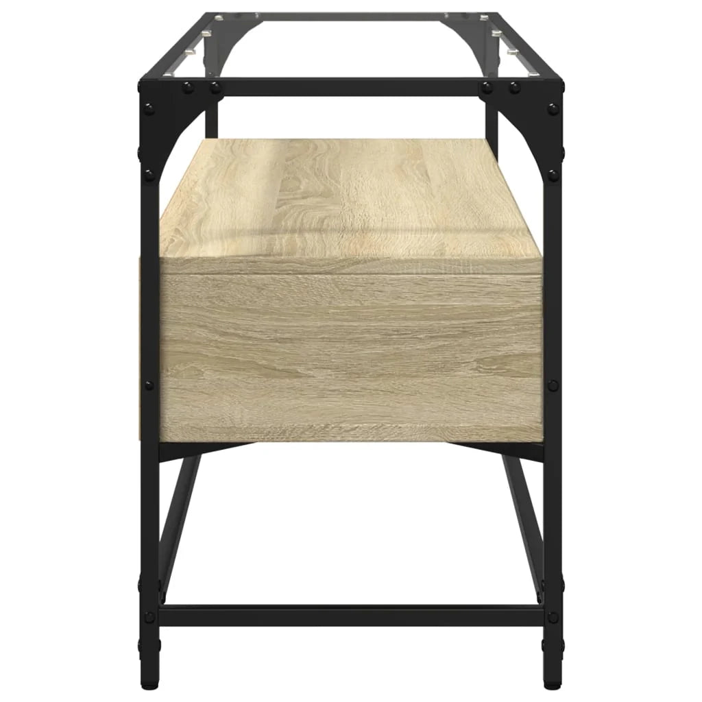 Mobile TV multimediale mensola per TV credenza per TV sala da pranzo soggiorno camera da letto con piano in vetro legno ingegnerizzato rovere Sonoma marrone 02_0026423