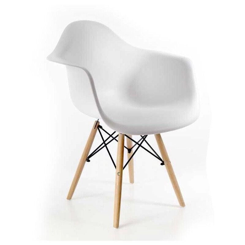 POLTRONA IN PLASTICA CON STRUTTURA IN LEGNO E METALLO 63 X 53 X 80 CM BIANCA
