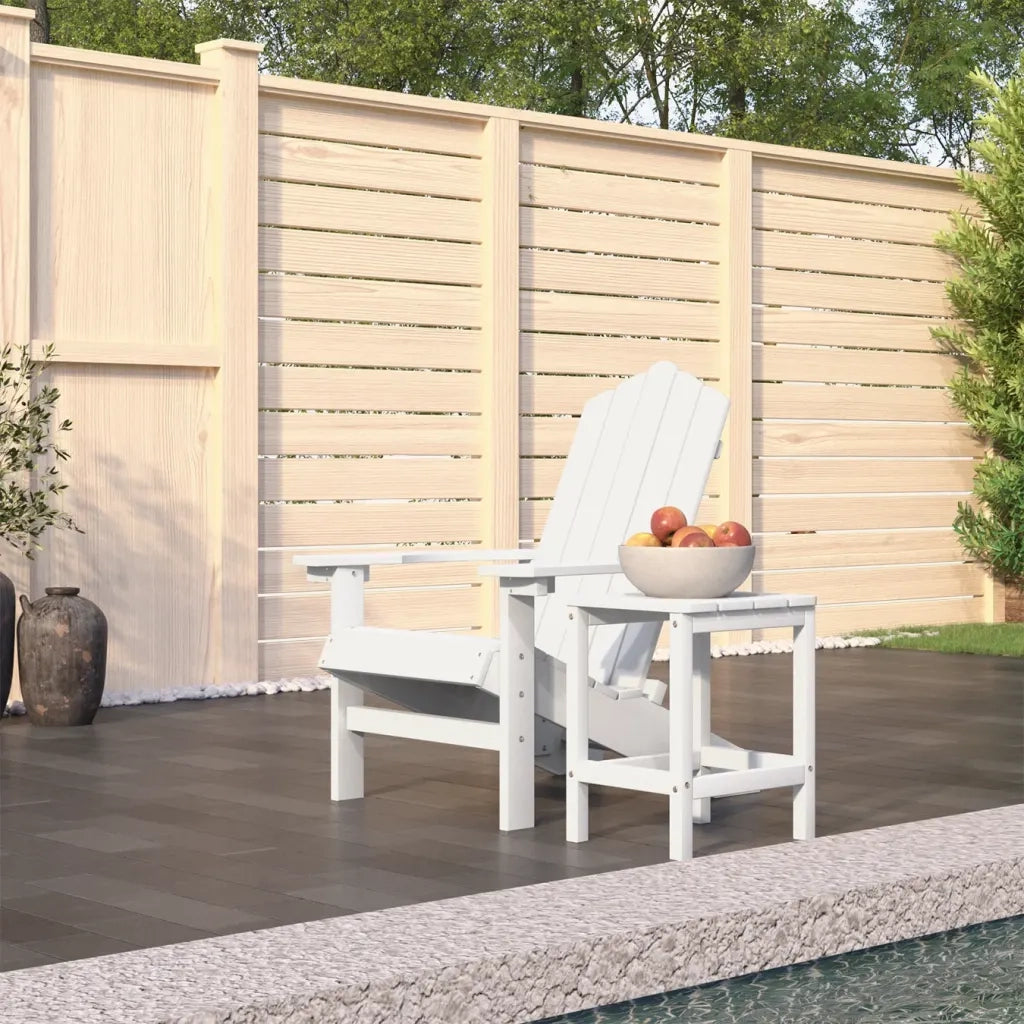 Sedia da Giardino | Sedie da Esterno con Tavolo Adirondack in HDPE Bianco