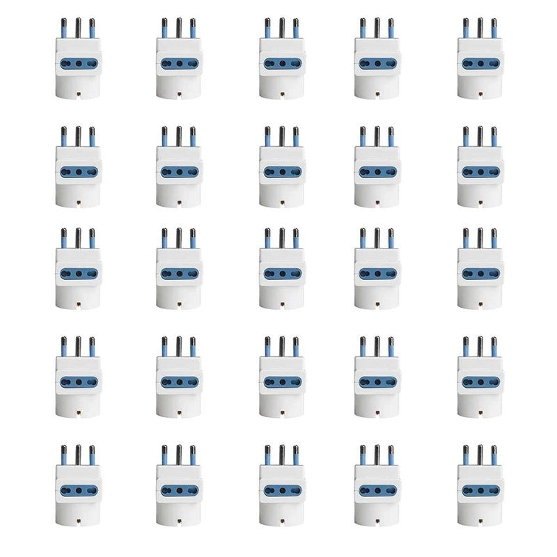Adattatore Tripla Spina Elettrica 2P+T 16A con 2 Presa Bipasso 10A/16A 2P+T e 1 Presa Ita 10A / Schuko 16A 250V Max 1500W Bianco