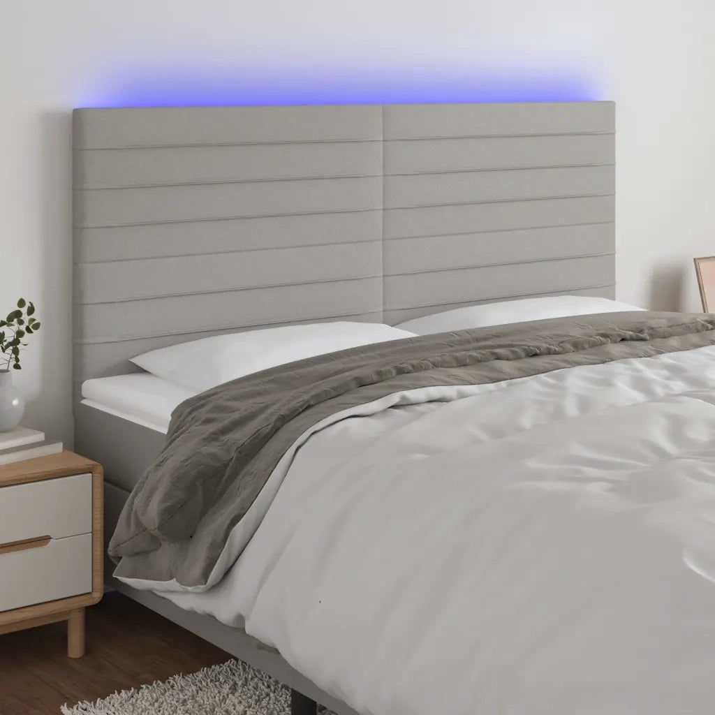 Testiera a LED-Testata con LED Grigio Chiaro 180x5x118/128 cm in Tessuto 136076