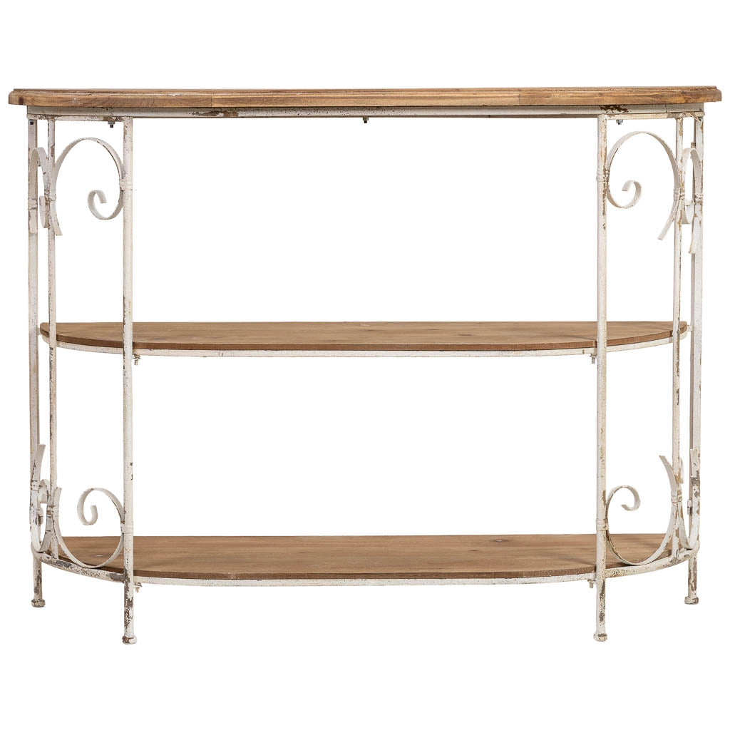 Scaffale in legno bianco con 3 ripiani 110x35,5x81,5h cm