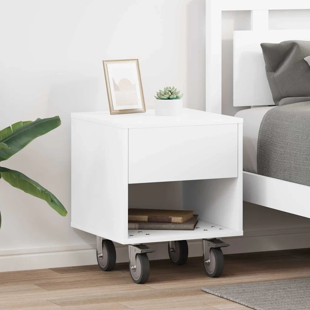 Set di 2 Comodini | Armadio da Notte | Mobiletto da notte Bianco 40,5 x 40 x 48 cm Legno multistrato