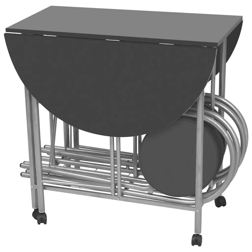 Set Tavolo e Sedie Pieghevoli 5 pz in MDF Nero cod mxl 12548