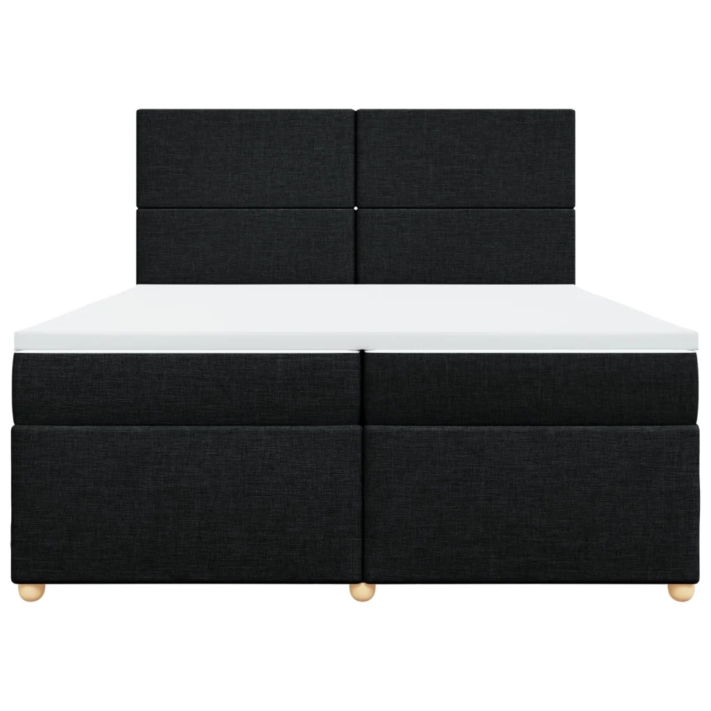 Giroletto a Molle con Materasso Nero 200x200 cm in Tessuto
