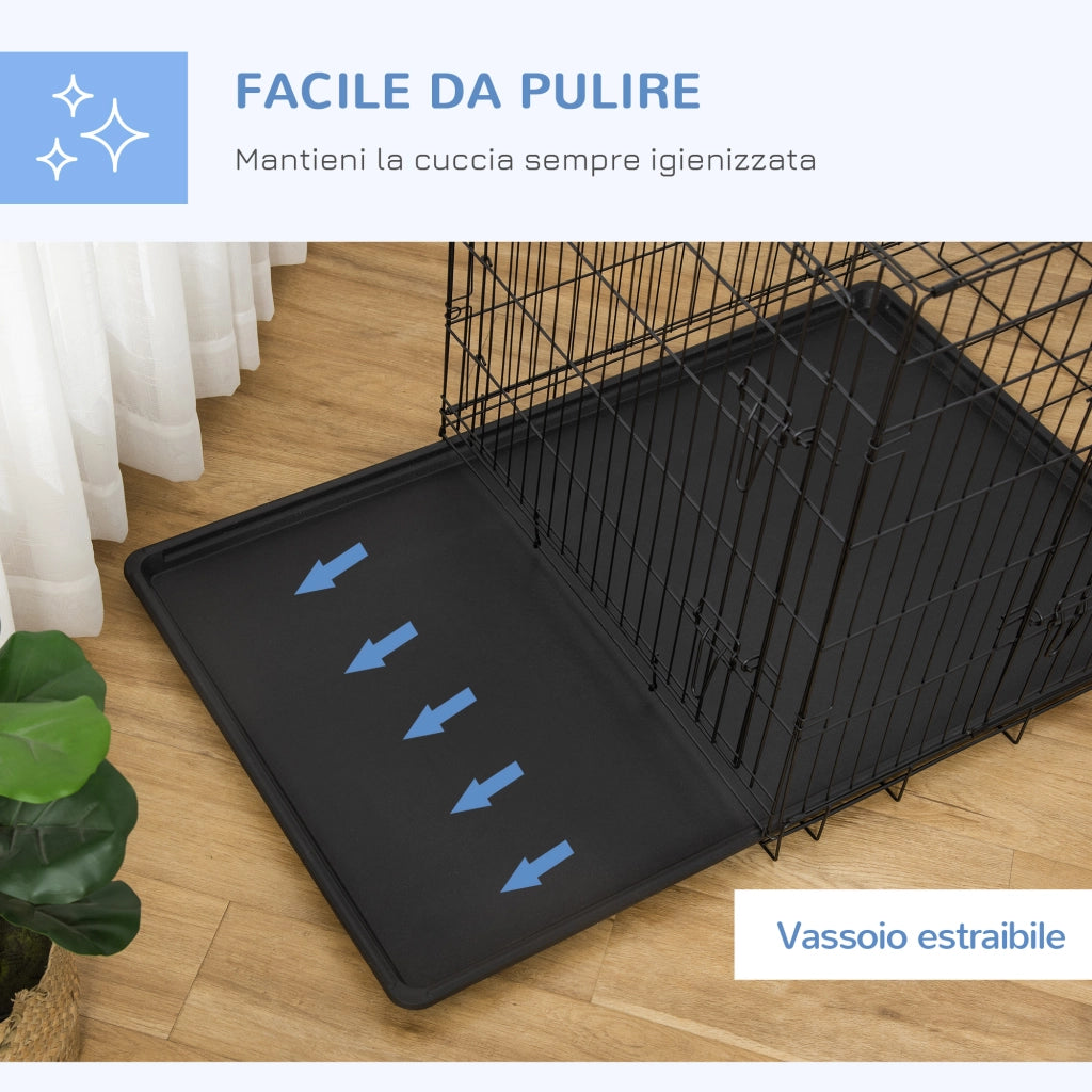 Gabbia per Animali Domestici Pieghevole ¨C zephmum ¨C Acciaio 121x77x82 cm