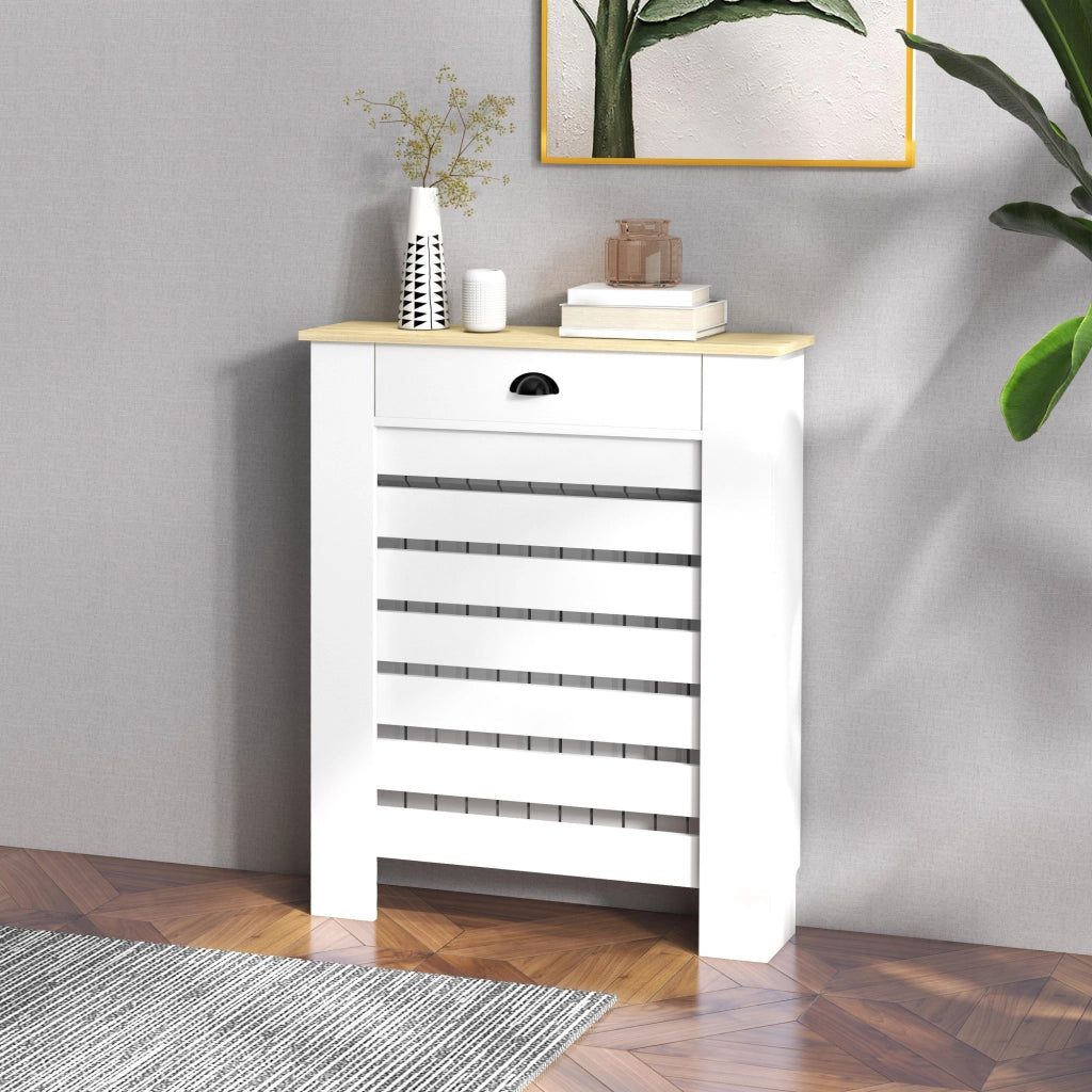 Copriradiatore con 2 cassetti in legno ¨C zephmum ¨C bianco 78x19x95.5 cm