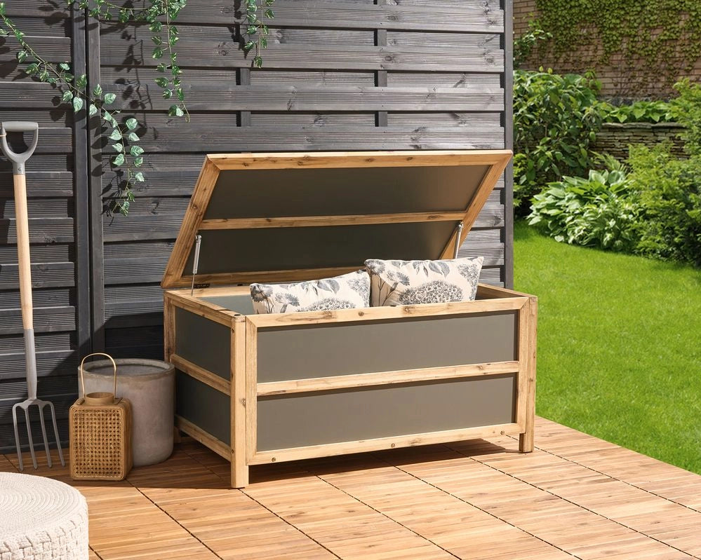 Panca da giardino in calcestruzzo e legno d'acacia Grigio stile industriale