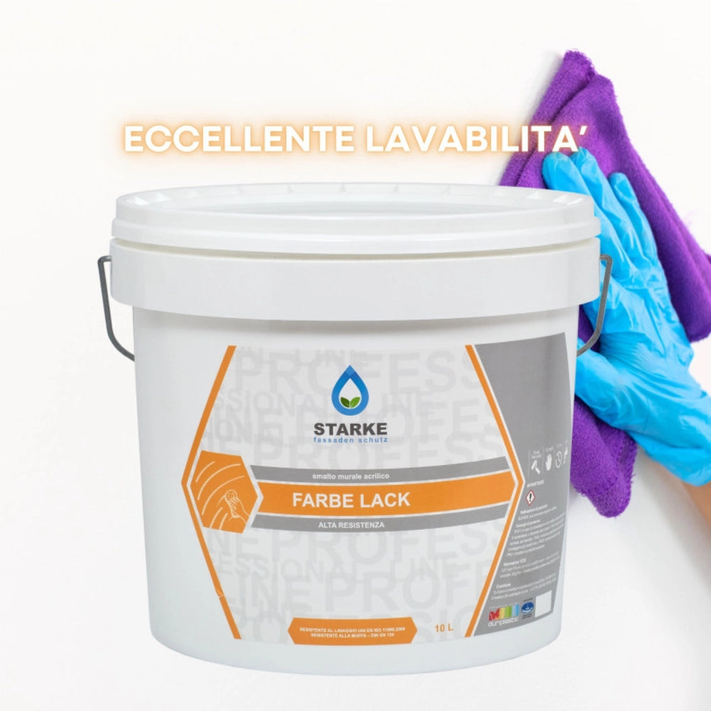 Farbe lack smalto murale acrilico bianco satinato alta resistenza smacchiabile *** formato 10 lt, confezione 1