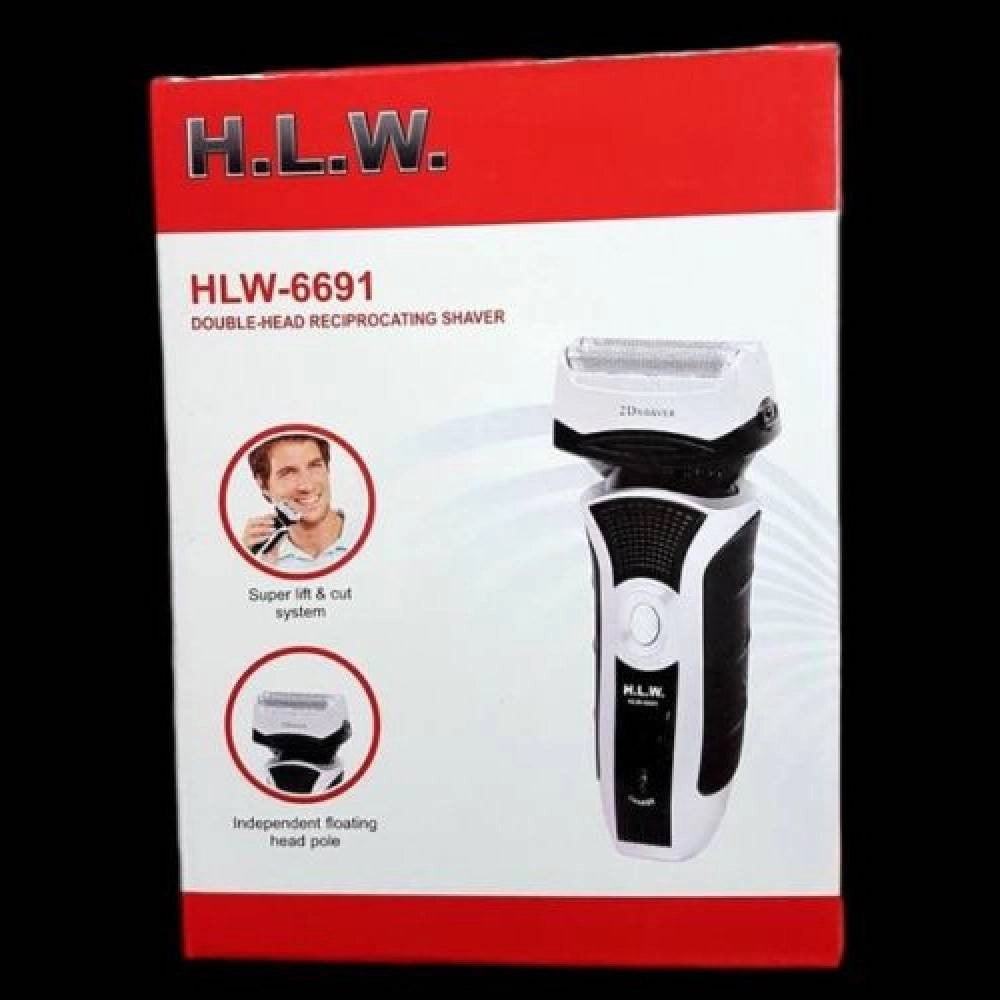 Trade Shop - Rasoio Elettrico Hlw-6691 Ricaricabile 2 Testine Lama Acciaio Barba Baffi -