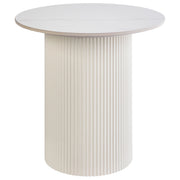 Tavolino Beige chiaro Piano in pietra sinterizzata Base in metallo ø 50 cm Aspetto naturale Design moderno Soggiorno