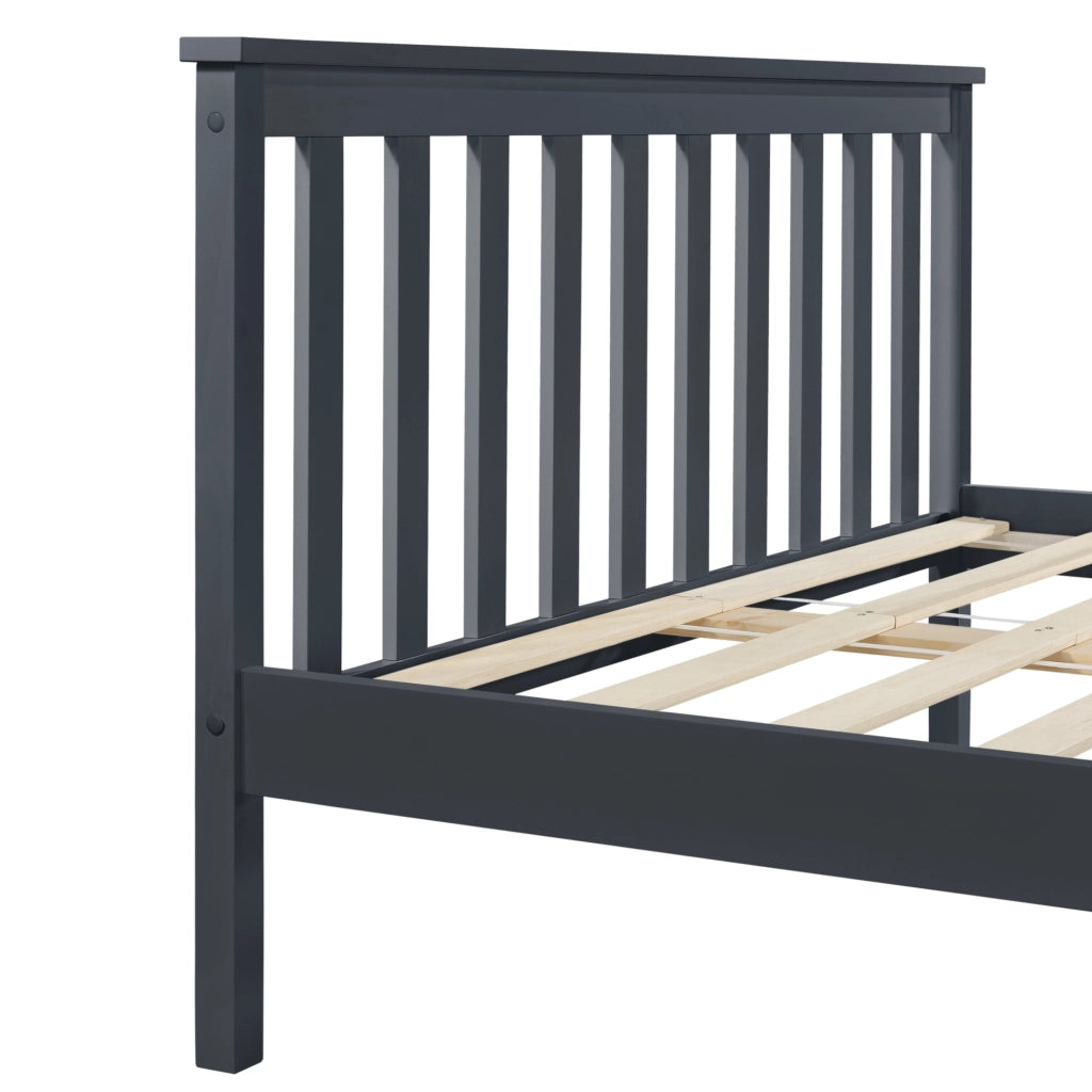 Struttura Letto Matrimoniale in Legno con Testiera e Pediera a Griglia 180x200 cm Grigio Scuro [en.casa]