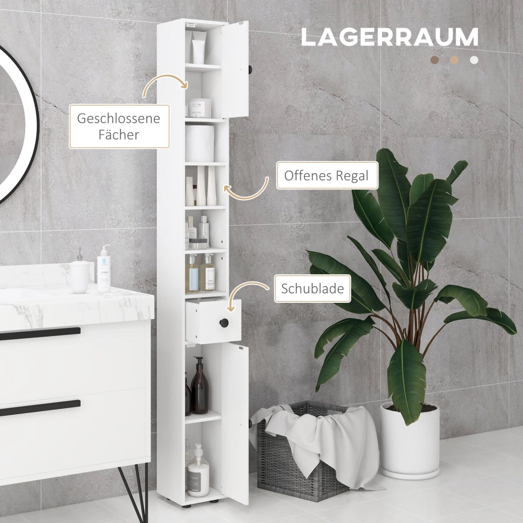 Armadietto da Bagno con 4 Ripiani e Cassetto ¨C Zephmum ¨C Bianco