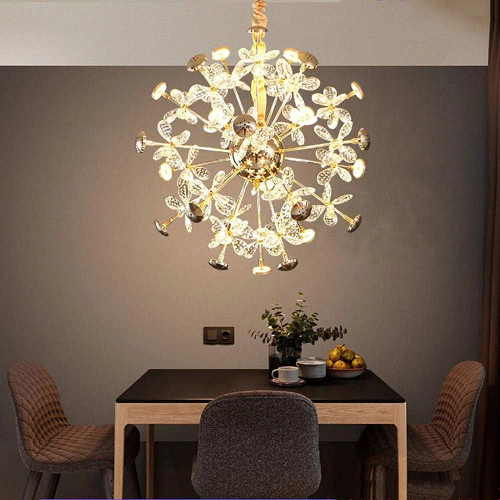 Trade Shop - Lampadario Circolare Creativo A Petalo Cristallo Illuminazione Lampada Camera 92075 -