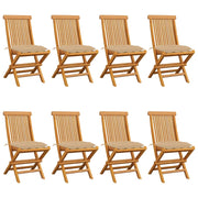 Sedie da Giardino con Cuscini Beige 8 pz in Massello di Teak cod mxl 8317
