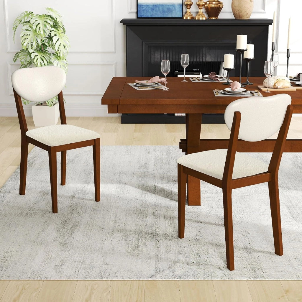 Set da 2 Sedie da Pranzo, Sedie Moderne Senza Braccioli con Gambe in Legno di Gomma, Seduta e Schienale Imbottiti, per Soggiorno, Sala da Pranzo e Ristorante, Portata 180 kg