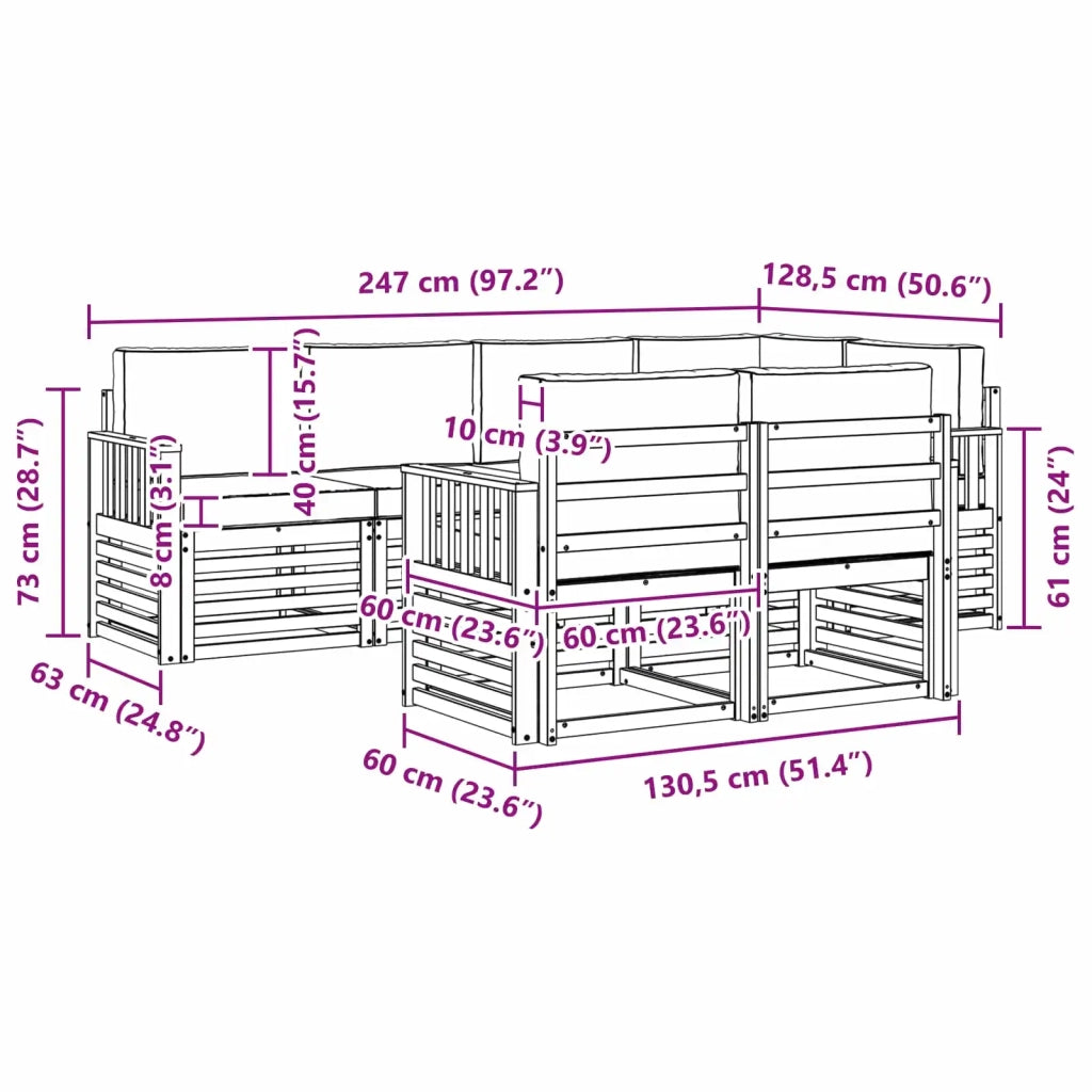 Set di divani da esterno 7 pcs Bianco e Antracite 3391987