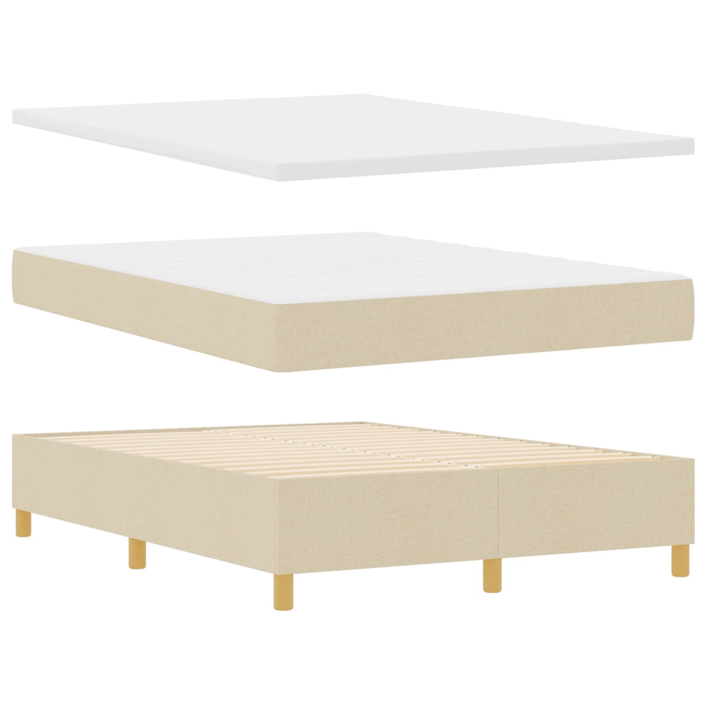 Letto con box spring e materasso crema 140x190 cm in tessuto