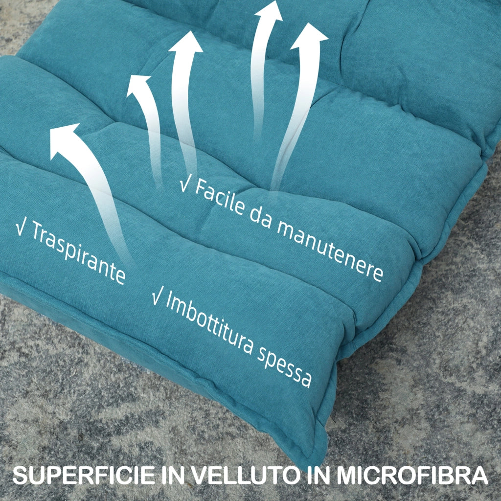 Poltrona Relax Girevole in Velluto ¨C Zephmum ¨C Blu, Schienale Regolabile, 62x70x95 cm