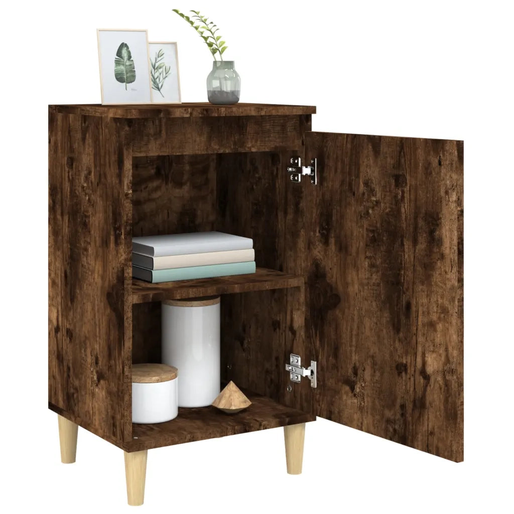 Comodino Rovere Fumo 40x35x70 cm Legno Multistrato 819638