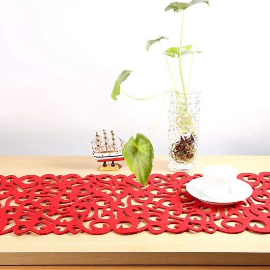 Tappeto di Vilten per Tavolo - Resistente al Calore - Decorazione per la Sala da Pranzo - Panno di Velluto Sostenibile - Formato Quadrato - Disegno di Fiori
