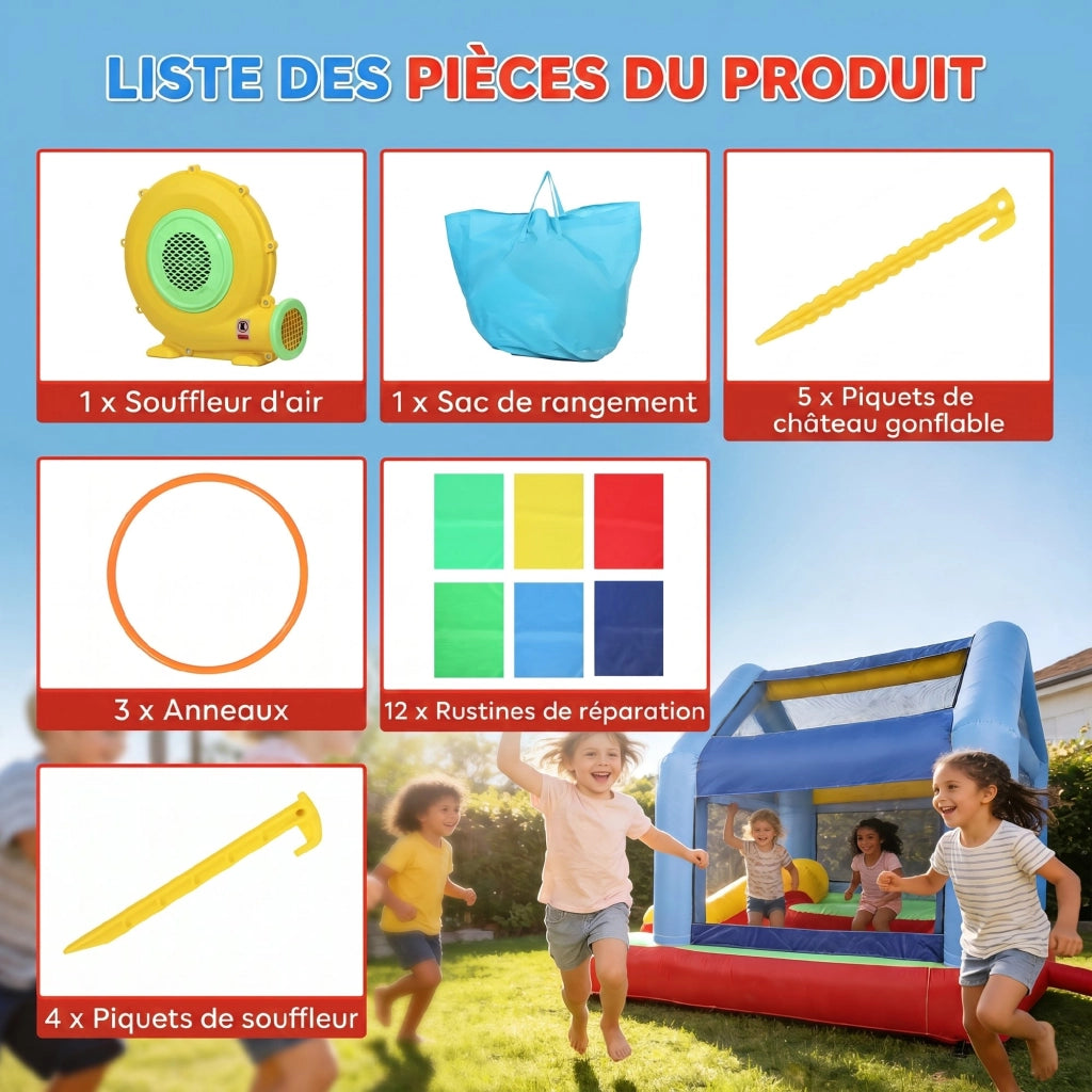 Casetta gonfiabile 4 in 1 con toboga e piscina di palline ¨C zephmum ¨C multicolore