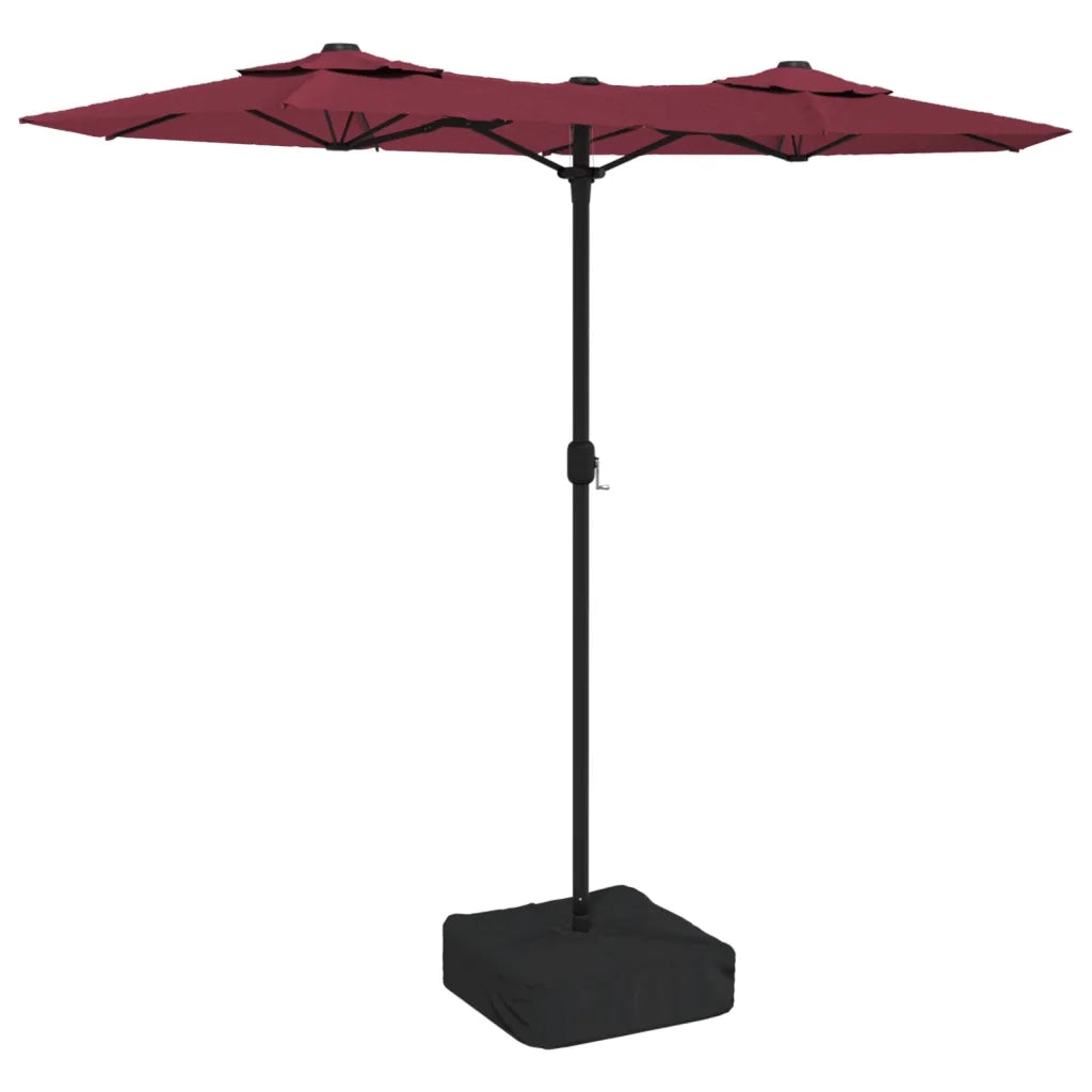 Ombrellone da Giardino a Doppia Testa Rosso Bordeaux 316x145 cm 362965