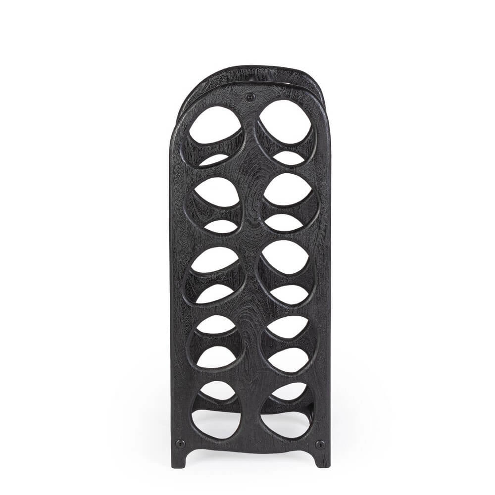 Portabottiglie da 10 Posti in Legno di Mango Nero - PAULINA