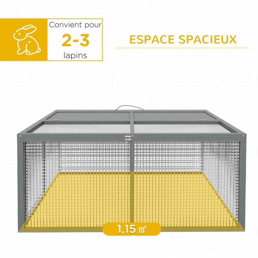 Gabbia per conigli pieghevole con maniglia ¨C zephmum ¨C grigio 110x105x50 cm