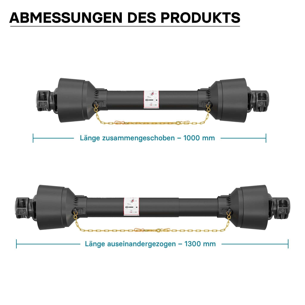 Albero cardanico T2 Giunto cardanico 1000-1100mm 270Nm 540rpm Cardano 23kW (31CV) 2x 1 3/8" 6 denti