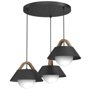 Lampada sospesa Funda 3xE27 nera legno Luminex