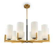 Maytoni Lampadario contemporaneo Fortano 10 luci E27 ottone metallo diffusore vetro bianco