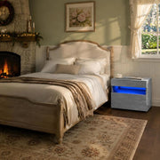 Bedside Table With LED Lights, Concrete Grey, 60x35x40 Cm