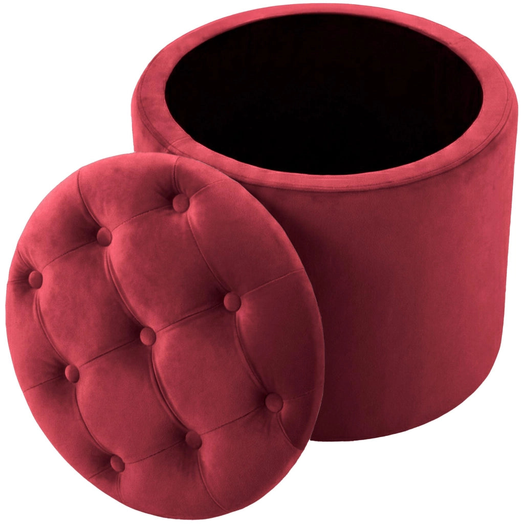 Pouf Contenitore Pantin In Velluto rosso