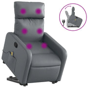 Poltrona | Sedia Relax Alzapersona Reclinabile Massaggio Grigio Similpelle