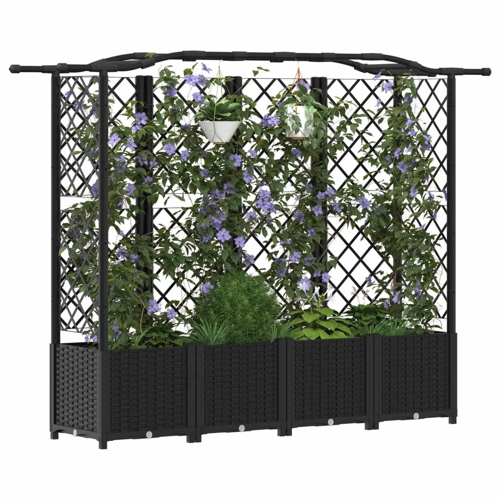 Letto Rialzato con Griglia e Tetto Nero 204 x 40 x 141 cm PP 42032538