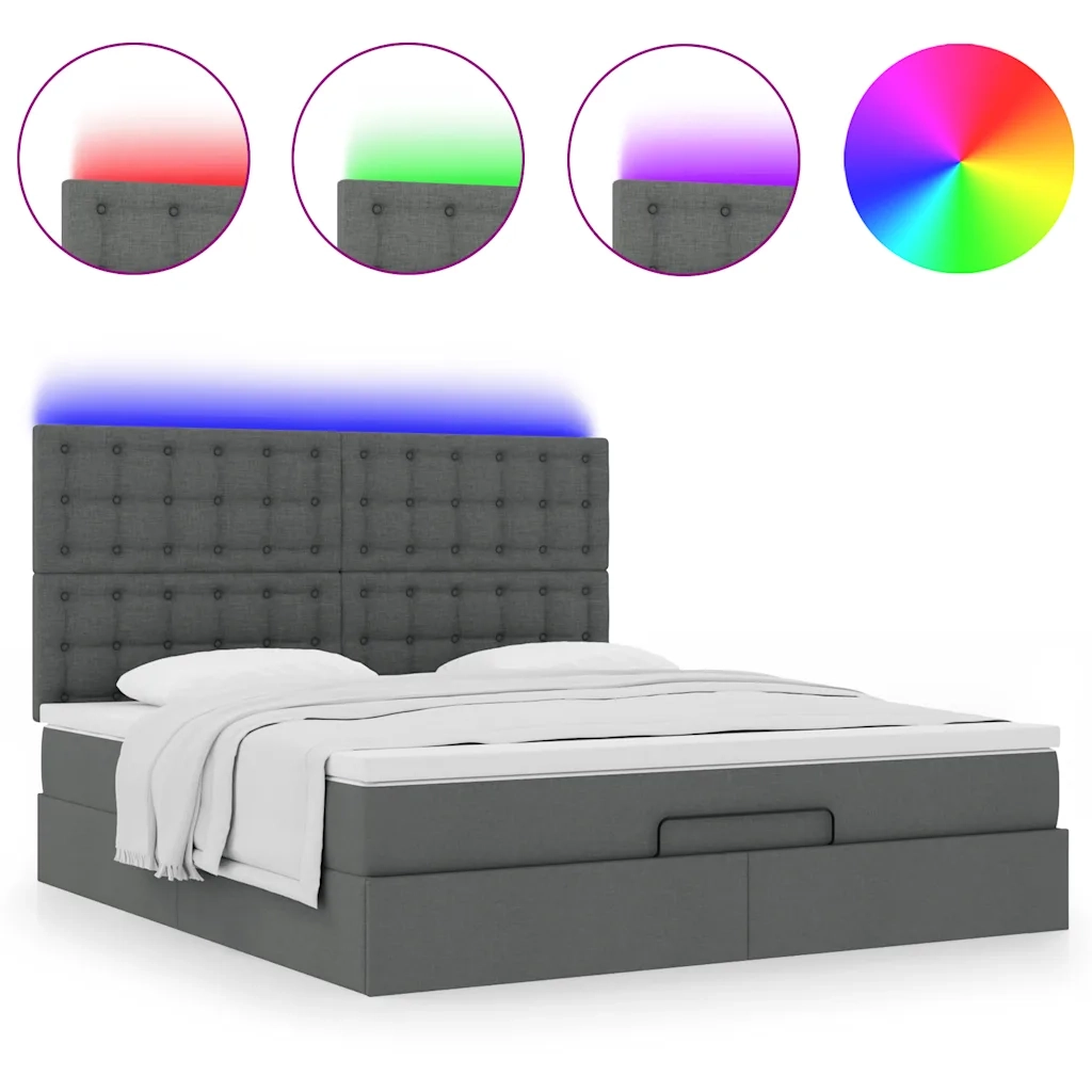 vidaXL Struttura Letto Pouf con Materasso 180x200 cm in Tessuto