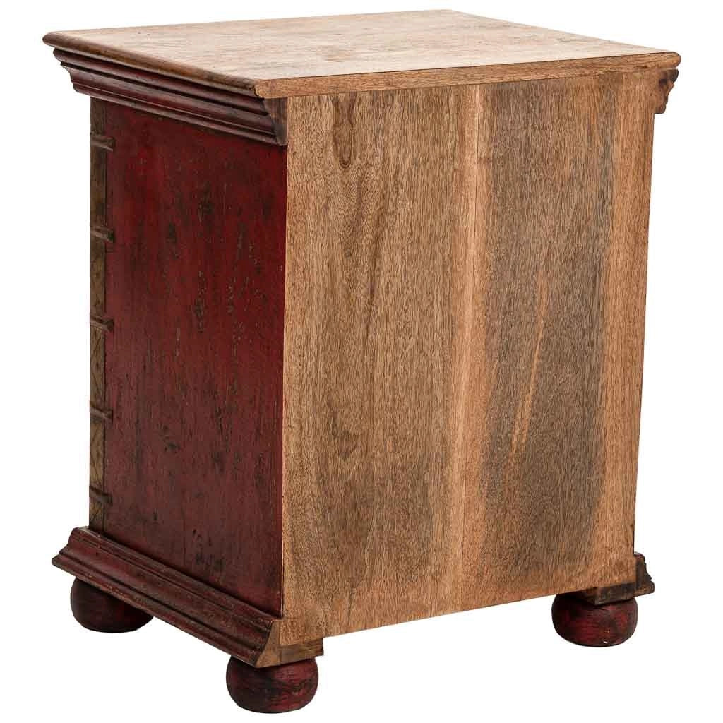 Comodino in legno rosso 50x40x59