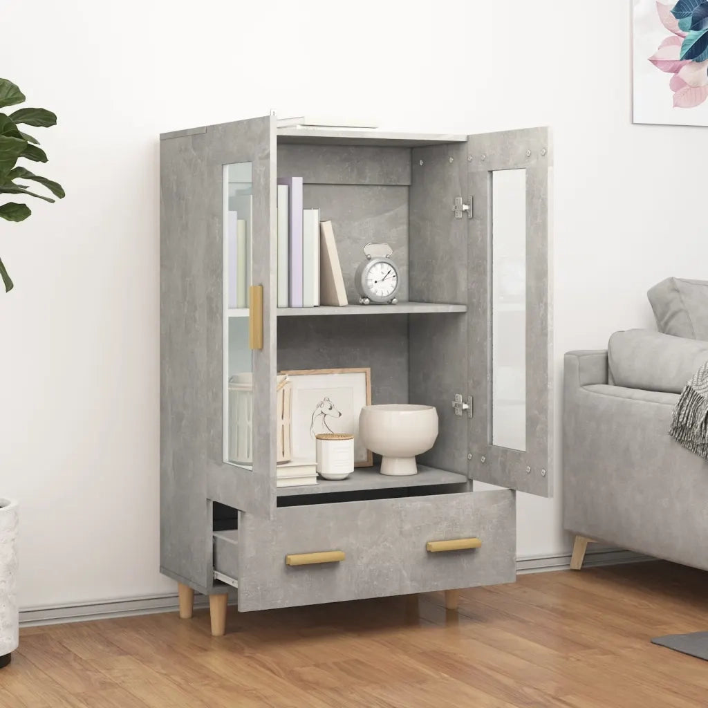 Credenza-Buffet-Armadio da cucina Grigio Cemento 70x31x115 cm in Legno Multistrato