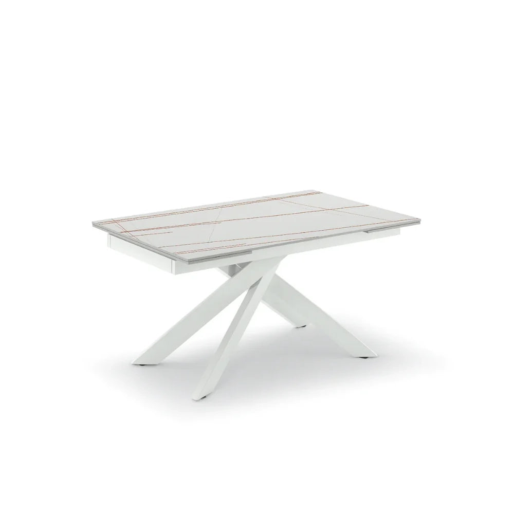 Tavolo da pranzo allungabile in ceramica effetto marmo bianco Nexus 140-200x80 cm fino a 8 posti | Duzzle