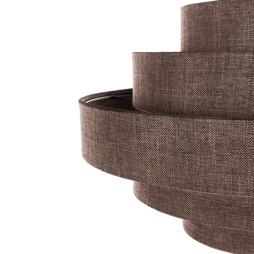 Lampada a sospensione a soffitto con paralume in tessuto di lino marrone Design moderno Luce per il soggiorno