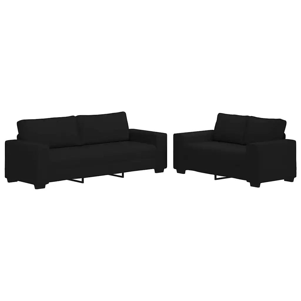 Set di Divani 2 pz con Cuscini Nero in Tessuto 3324733