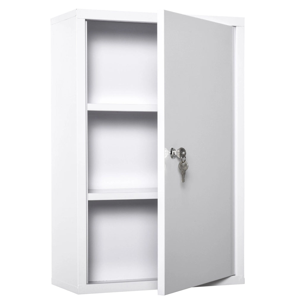 Armadietto Medicinali da Parete 40x18x60 cm 2 Chiavi in Acciaio Bianco